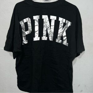 Black T-Shirt with Silver PINK Logo